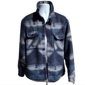JACHS New York Blue Western Print Shacket Jacket Large